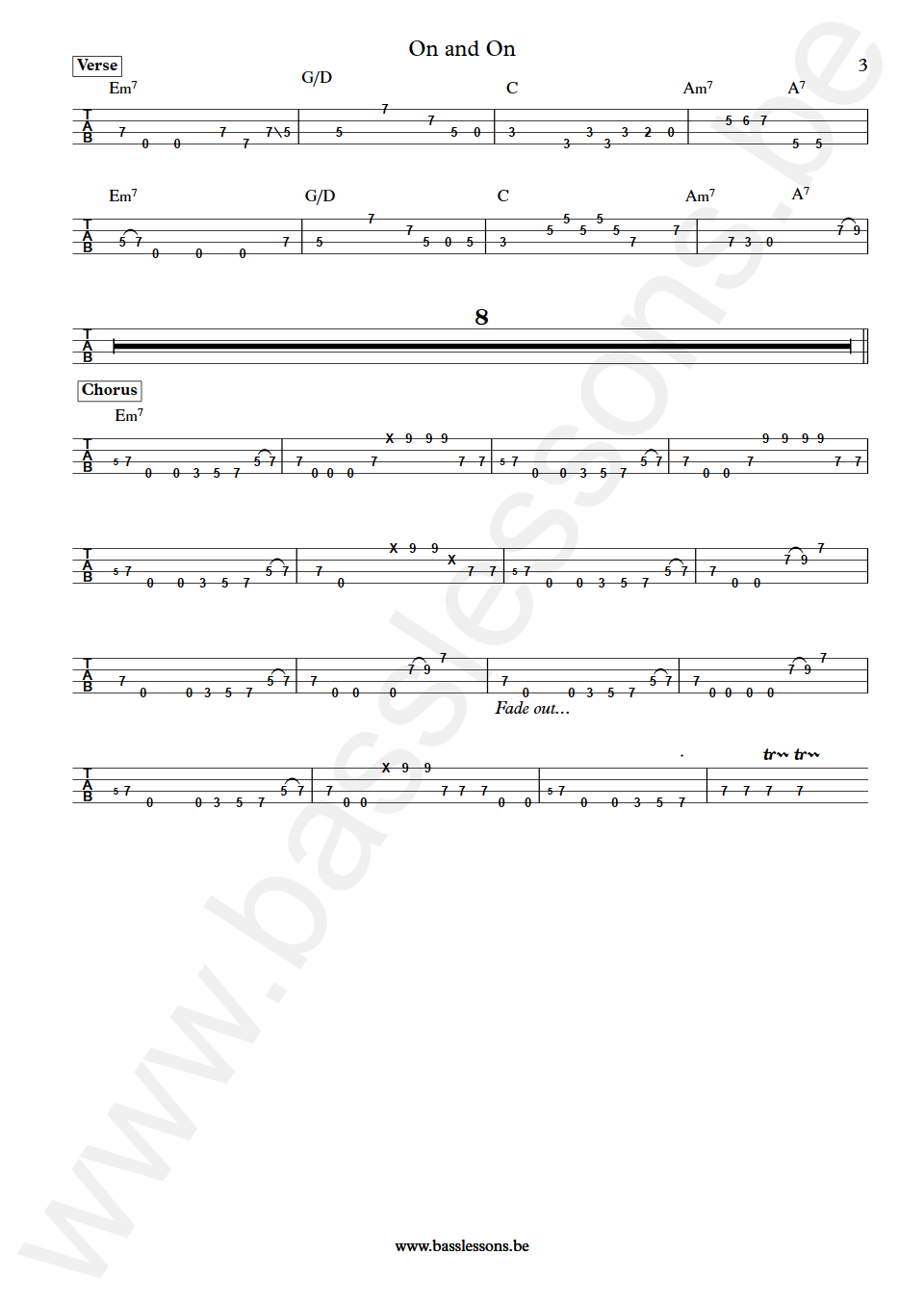 Gladys Knight and The Pips On and on Joseph Lucky Scott Bass Tab part 3