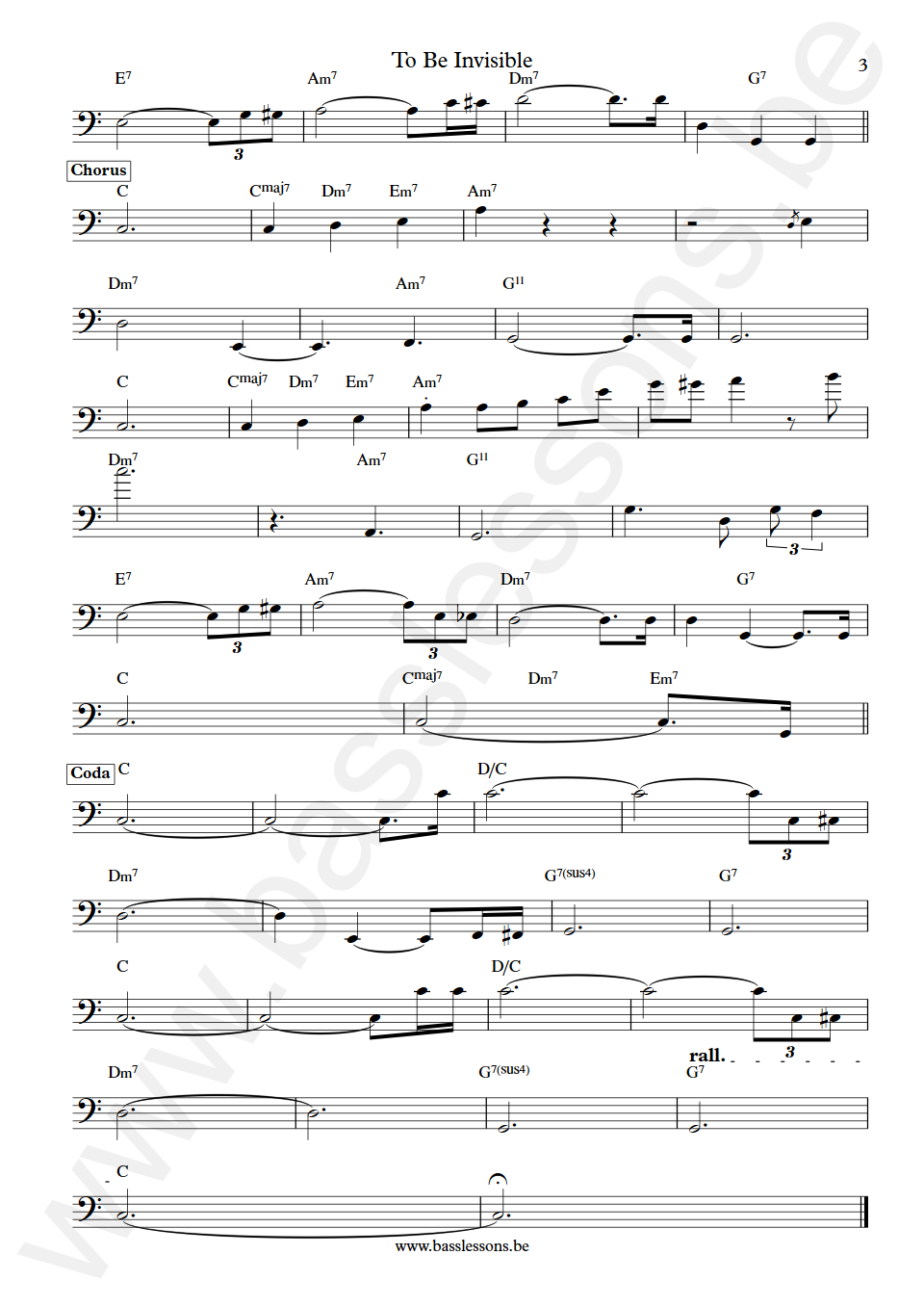 Gladys Knight and The Pips To Be Invisible Joseph Lucky Scott Bass Transcription part 3