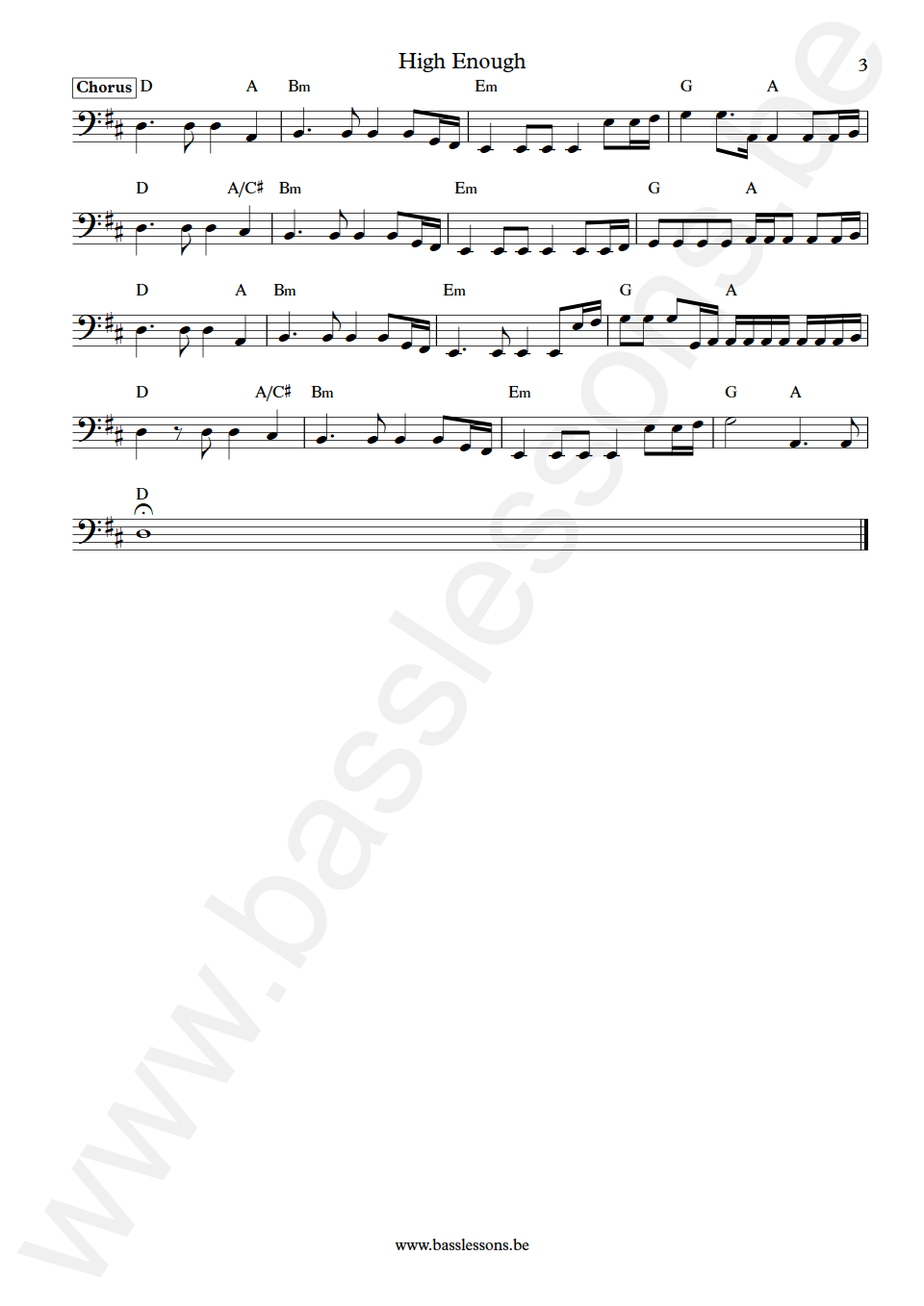 Damn Yankees High Enough Jack Blades Bass Transcription part 3