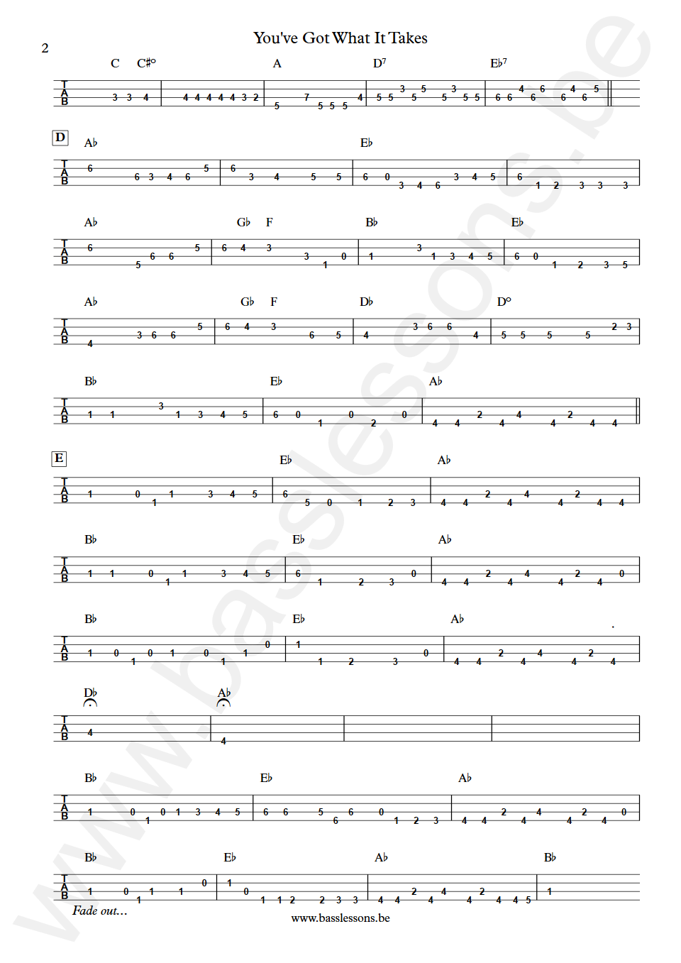 Marvin Gaye Tammi Terrell You've Got What It Takes James Jamerson Bass Tab part 2
