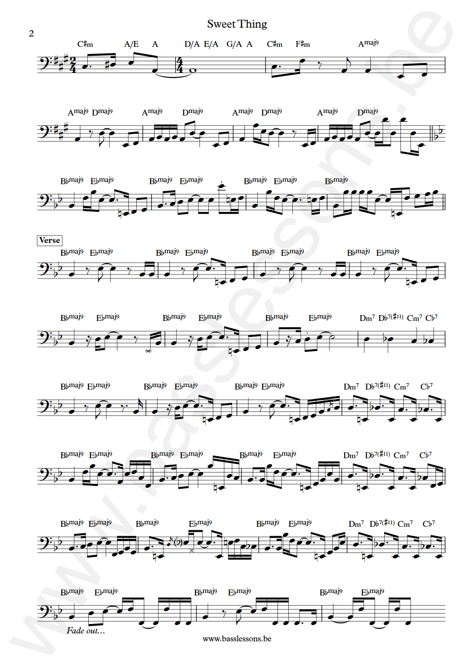 Rufus and Chaka Khan Sweet Thing Bobby Watson Bass Transcription part 2