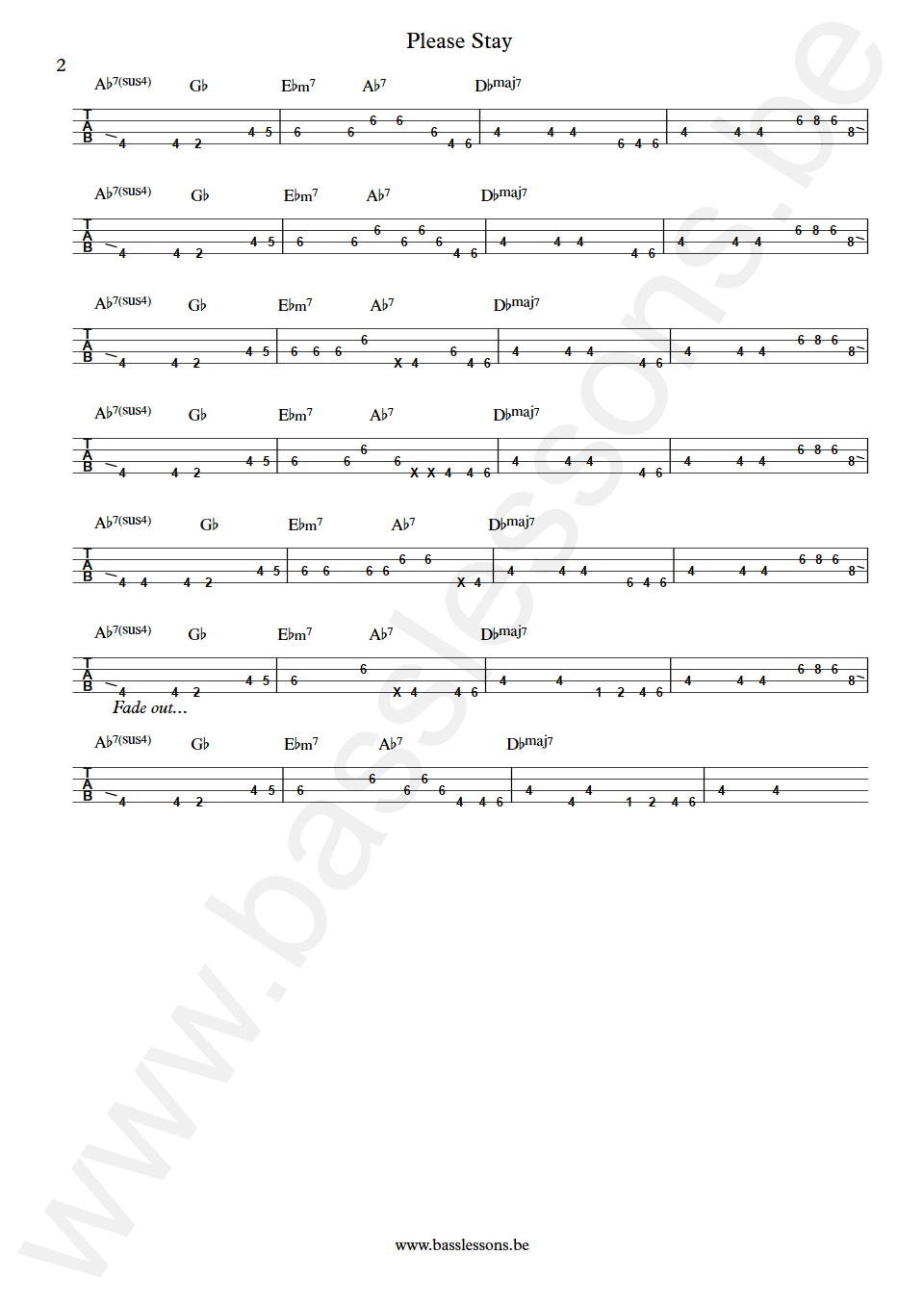 Marvin Gaye Please Stay  Wilton Felder Bass Tab part 2