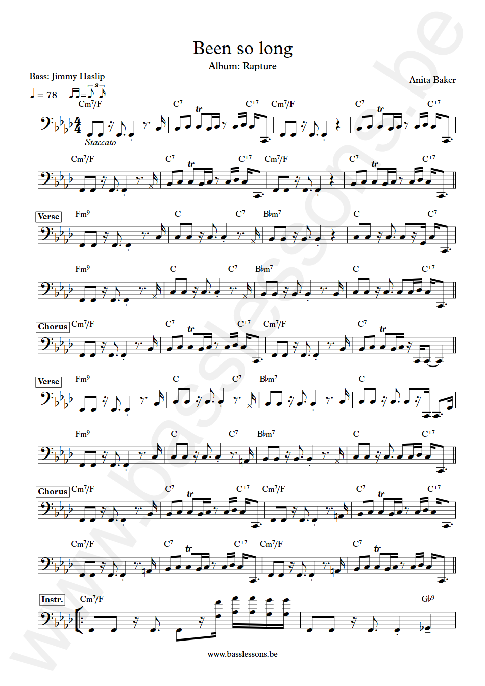 Anita Baker Been so long Jimmy Haslip  Bass Transcription