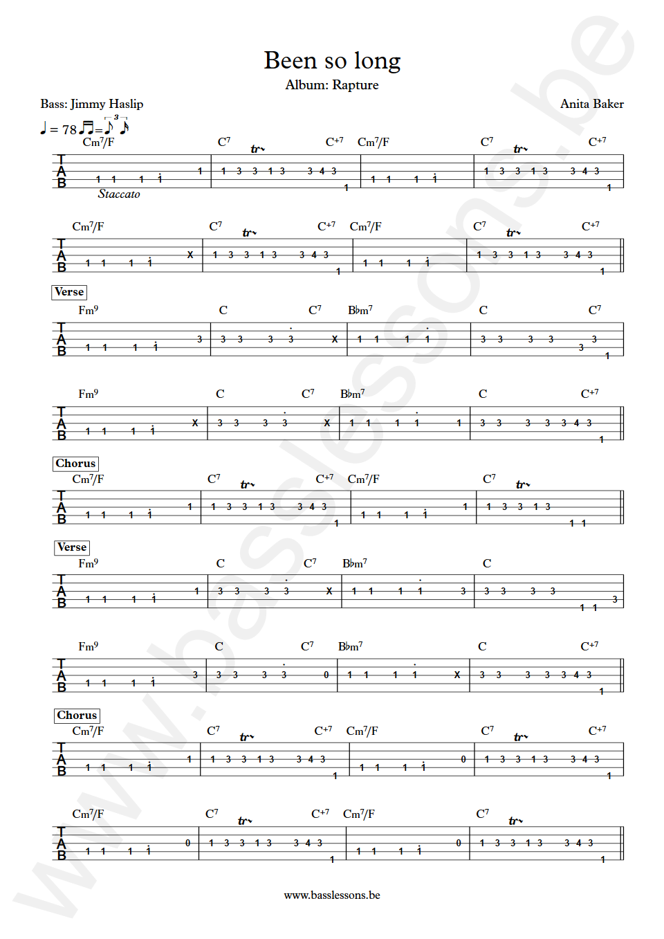 Anita Baker Been so long Jimmy Haslip  Bass Tab