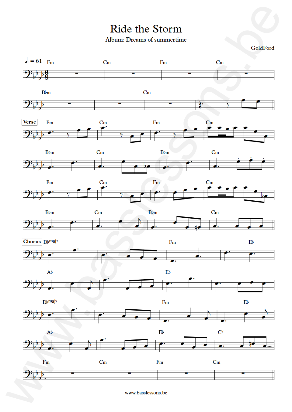 GoldFord Ride the Storm Bass Transcription