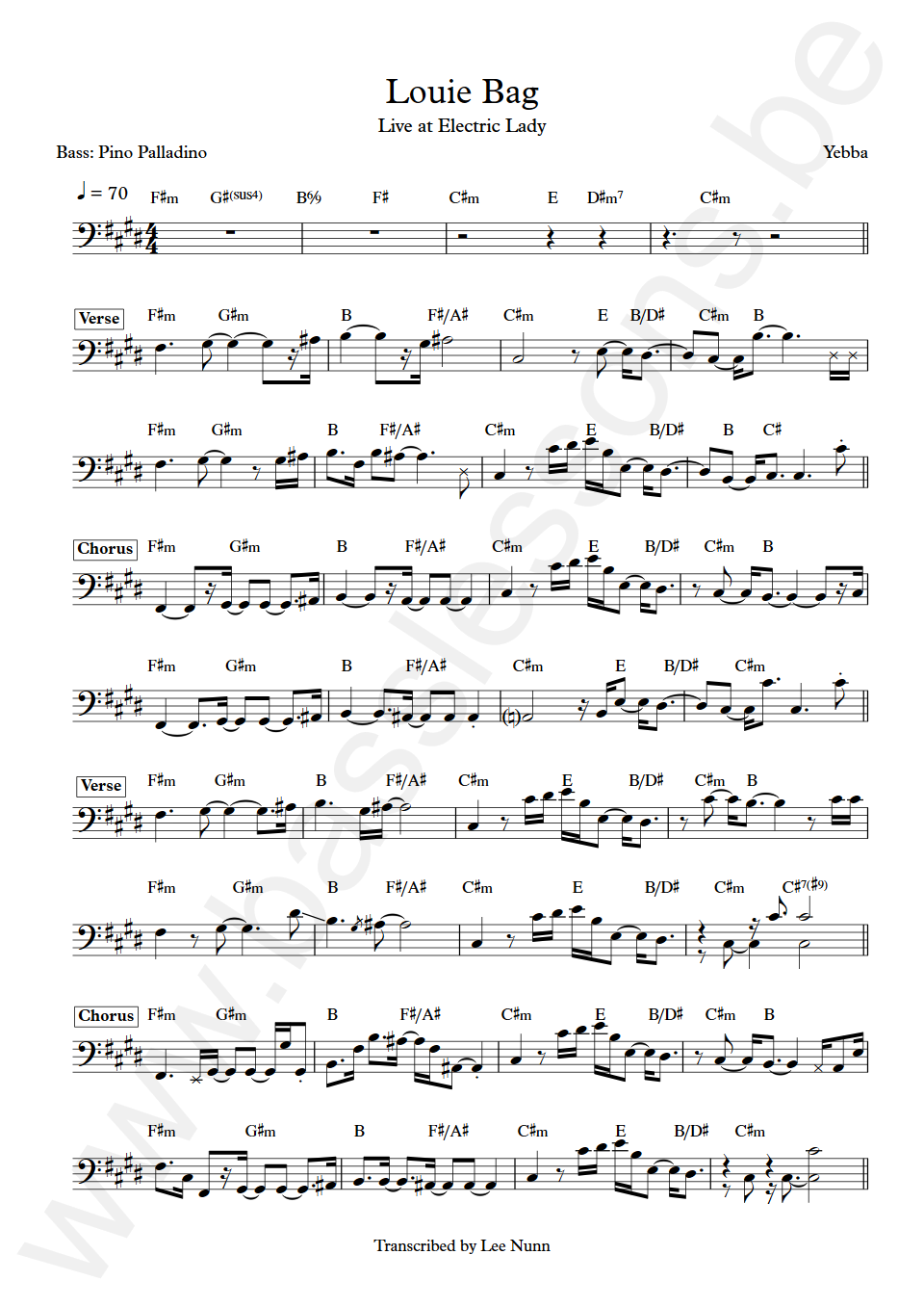 Yebba Louie Bag Pino Palladino Bass Transcription