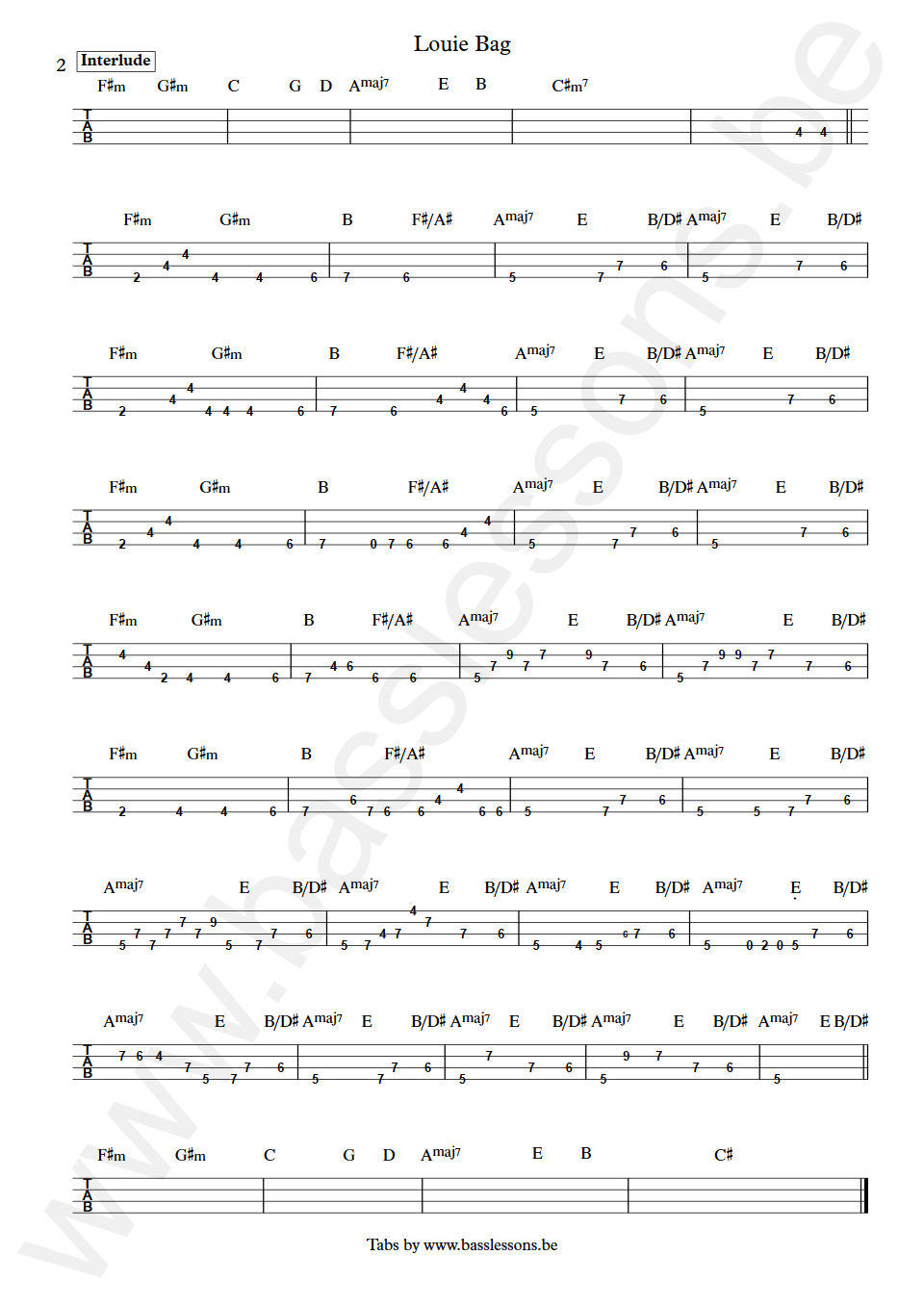 Yebba Louie Bag Pino Palladino Bass Tab part 2