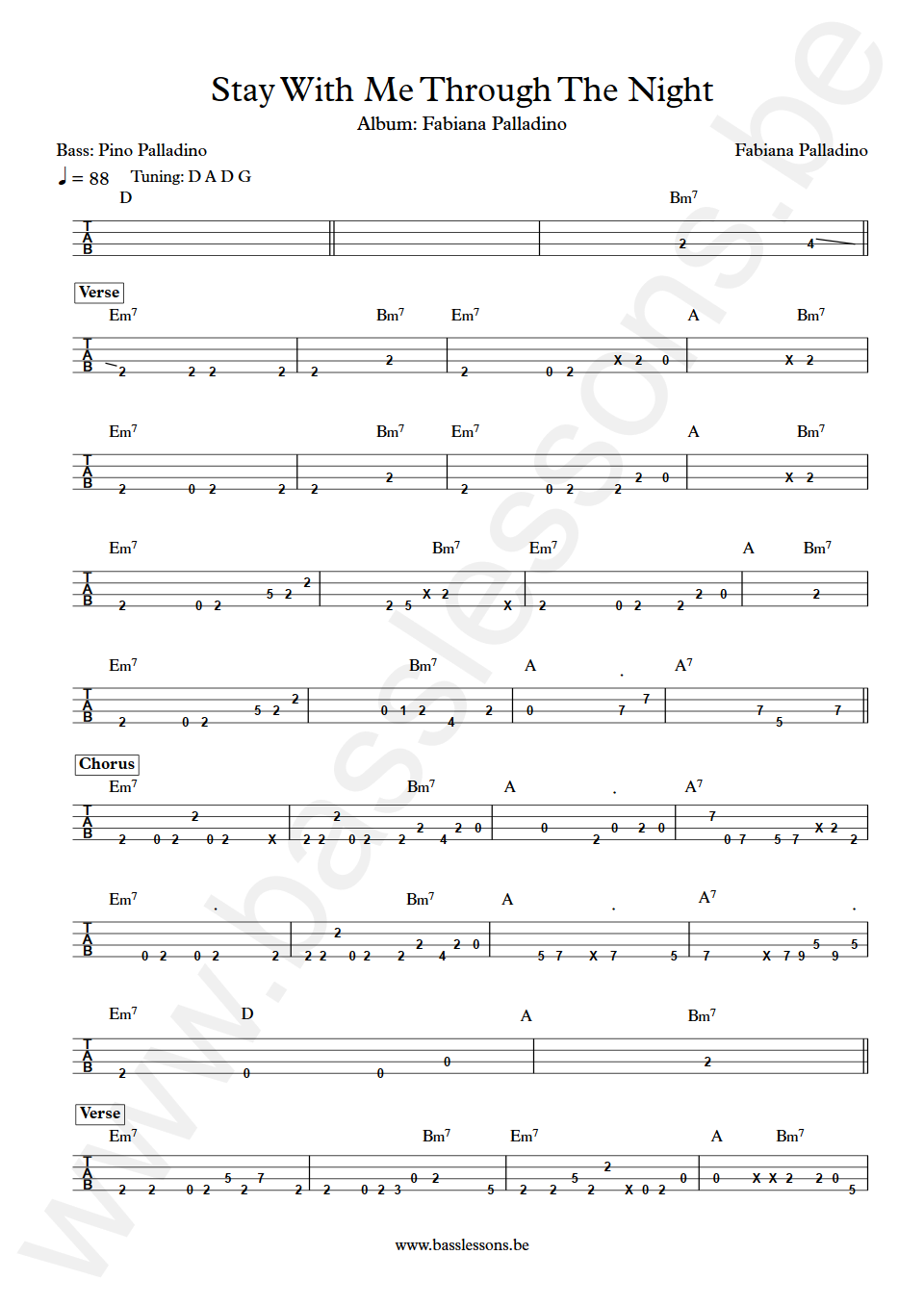 Fabiana Palladino Stay With Me Through The Night Pino Palladino Bass Tab